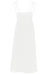 Ganni Cotton Poplin String Midi Dress In White