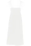 Ganni Cotton Poplin String Midi Dress In White