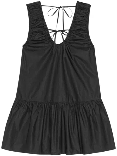 Ganni Cotton Poplin Mini Dress Black