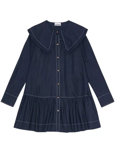 Ganni Mini Chemisier Shirt In Blue