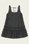 Ganni Cotton Poplin Mini Dress In Black