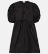 Ganni Cotton Poplin Tie String Mini Dress In Black