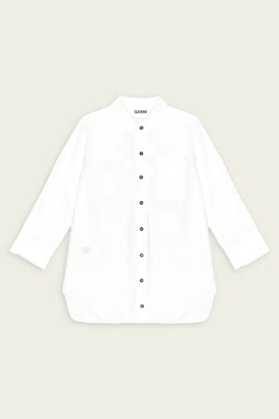 Ganni Cotton Poplin Oversized Shirt In Bright White