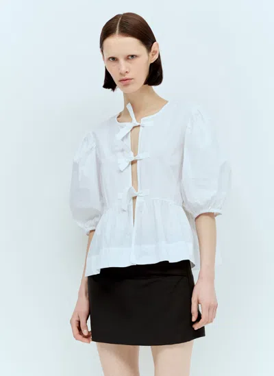 GANNI COTTON POPLIN PEPLUM BLOUSE