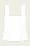 Ganni Cotton Poplin Smock Strap Blouse In Bright White