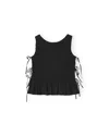 Ganni Cotton Smock Tie Top In Black In Black