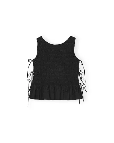 GANNI COTTON POPLIN SMOCK TOP