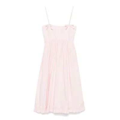 Ganni Cotton Poplin Strap Dress In Pink