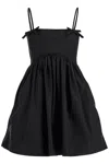 Ganni Black Sleeveless Dress With Spaghetti Straps And Bow Detail On The Rear In Black (black)