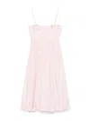 Ganni Strappy Midi Poplin Dress In Blanco