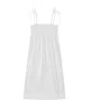 Ganni Midikleid Aus Baumwollpopeline Mit Raffung In White