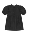 GANNI BLACK COTTON POPLIN TIE STRING MINI DRESS