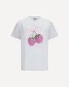 Ganni Raspberry Printed T-shirt In White