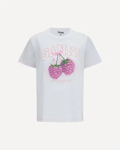 GANNI COTTON RASPBERRY T-SHIRT