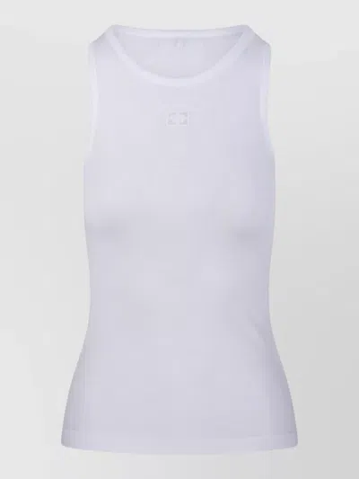 Ganni Cotton Rib Tank Top Crew Neck In Blue