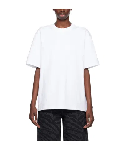 Ganni Rhinestone Logo Embroidery T-shirt In White