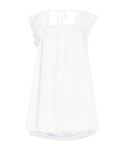 Ganni Broderie Anglaise Cotton Mini Dress In White