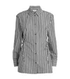 Ganni Stripe Cotton Shirt Black In Multi