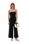 Ganni Cropped Wide-leg Suiting Pants In Black