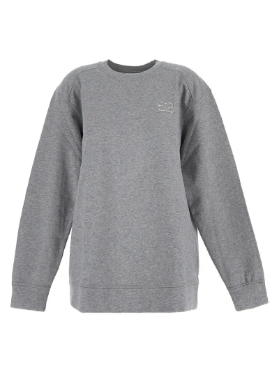 Ganni Cotton Sweatshirt In Grey