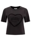 Ganni Crewneck Embroidered Phantom T-shirt