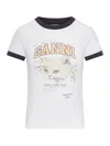 Ganni Women White Crewneck T-shirt With Maxi Logo On The Front In Cotton Jersey Woman In White