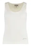 Ganni Ribbed Sleeveless Scoop Neck Tank Top