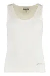 Ganni Ribbed Sleeveless Scoop Neck Tank Top