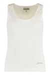 Ganni Ribbed Sleeveless Scoop Neck Tank Top