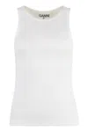 Ganni Cotton Tank Top In White