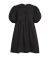 Ganni Cotton Poplin Tie String Mini Dress In Black