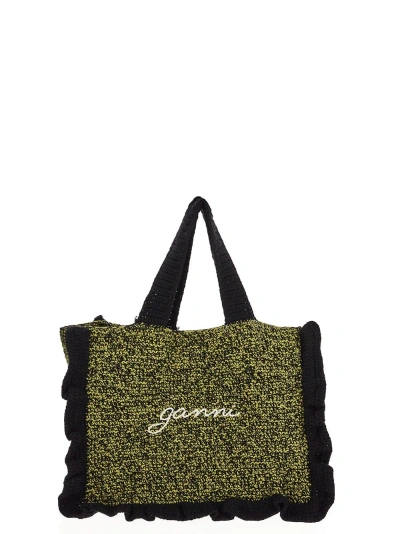 Ganni Cotton Tote Bag In Multicolor