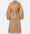 Ganni Womens Tigers Eye Logo-embellished Bonded Cotton Trench Coat In Beige
