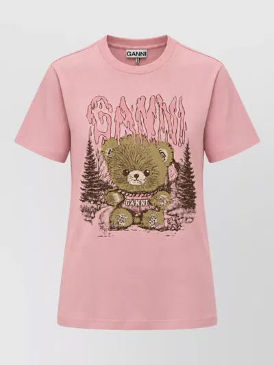 Ganni Cotton T-shirt In Pink