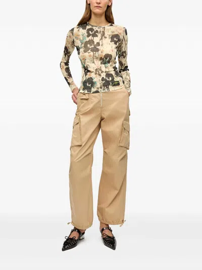 Ganni Cotton Twill Pants In Cartouche In Brown