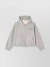 Ganni Cotton Zip-up Hoodie Featuring Pockets In Gray
