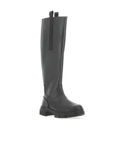 Ganni Country 50mm Knee-high Boots In Black