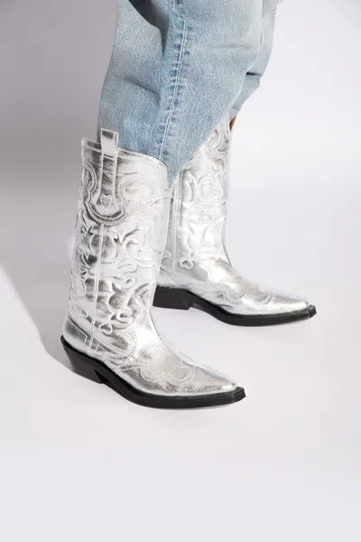 GANNI GANNI COWBOY BOOTS WITH STITCHING DETAILS