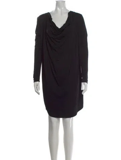 Pre-owned Ganni Cowl Neck Mini Dress In Black