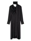 Ganni Asymmetric Midi Dress In Black