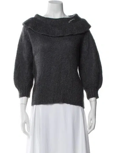 Pre-owned Ganni Cowl Neck Sweater In Gray