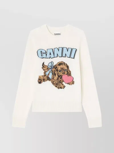 GANNI COZY DOG LOVE KNIT SWEATER