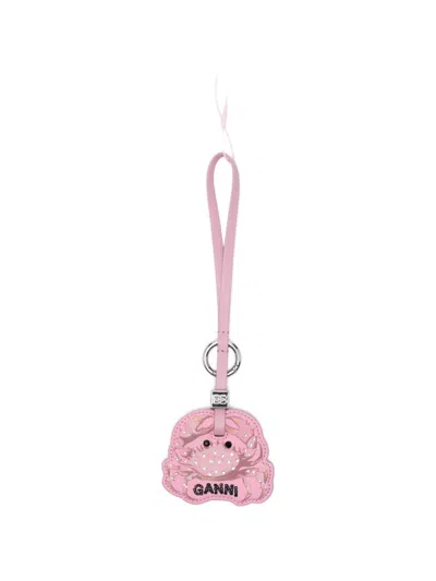 Ganni Crab-shaped Crystal-embellished Coin Purse In Pink