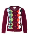 Ganni Womens Tawny Port Rhombus-print Round-neck Wool And Cashmere Cardigan Xl