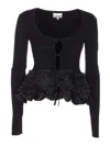 Ganni Women Rib Knit Tie-string Cardigan In Black
