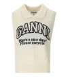 Ganni Gilet Con Grafica E Collo In White