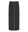Ganni Zip-up Crepe Midi Skirt In Black