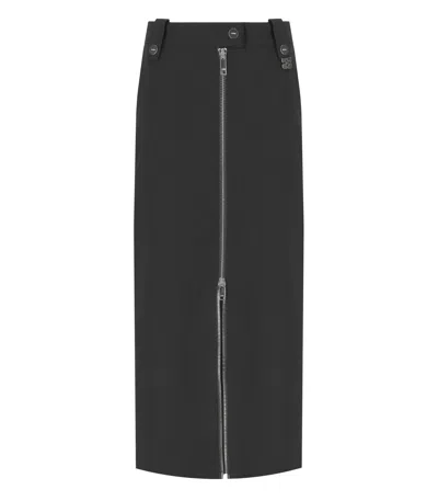 GANNI GANNI CREPE BLACK MIDI SKIRT