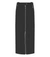 Ganni Zip-up Crepe Midi Skirt In Black