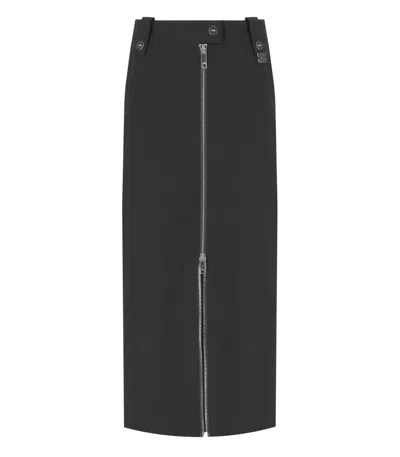 GANNI GANNI CREPE BLACK MIDI SKIRT